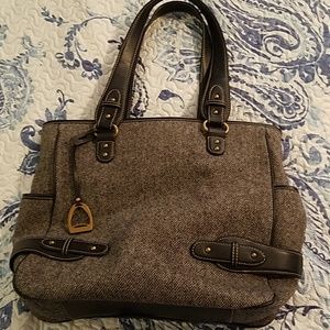 Chaps black & white tweed handbag
